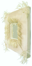 Miroir capitonné sedine creme garniture plumes