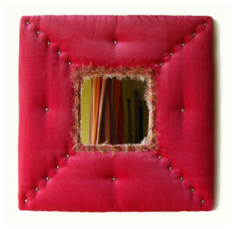 Miroir capitonné velours rose