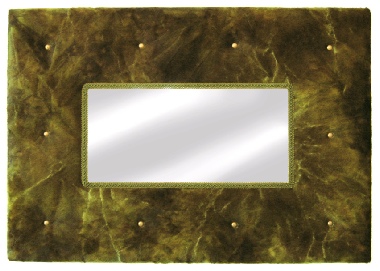 Miroir capitonné fausse fourrure verte