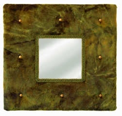 Miroir capitonné fausse fourrure verte