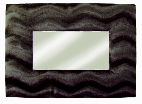 Miroir capitonné fausse fourrure noire