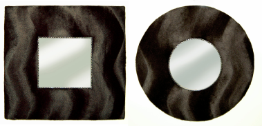 Miroir capitonné fausse fourrure noire