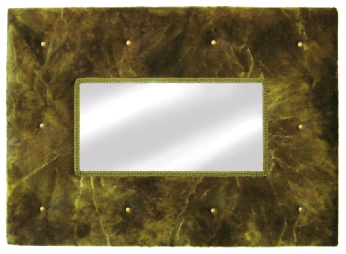 Miroir capitonné fausse fourrure verte
