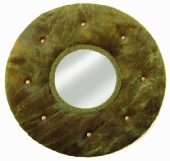 Miroir capitonné fausse fourrure verte